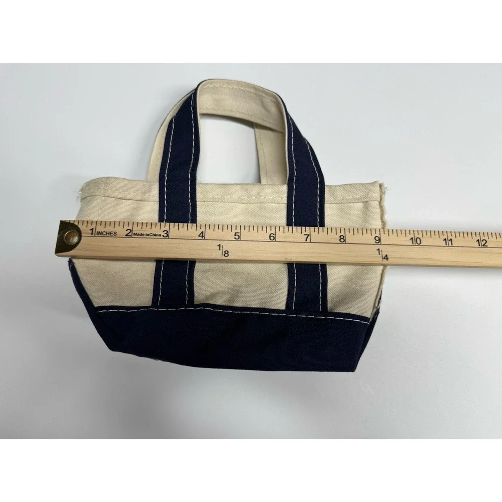 Rare‎ Vintage L.L.Bean Mini BOAT AND TOTE Blueberries Canvas Bag USA White Blue